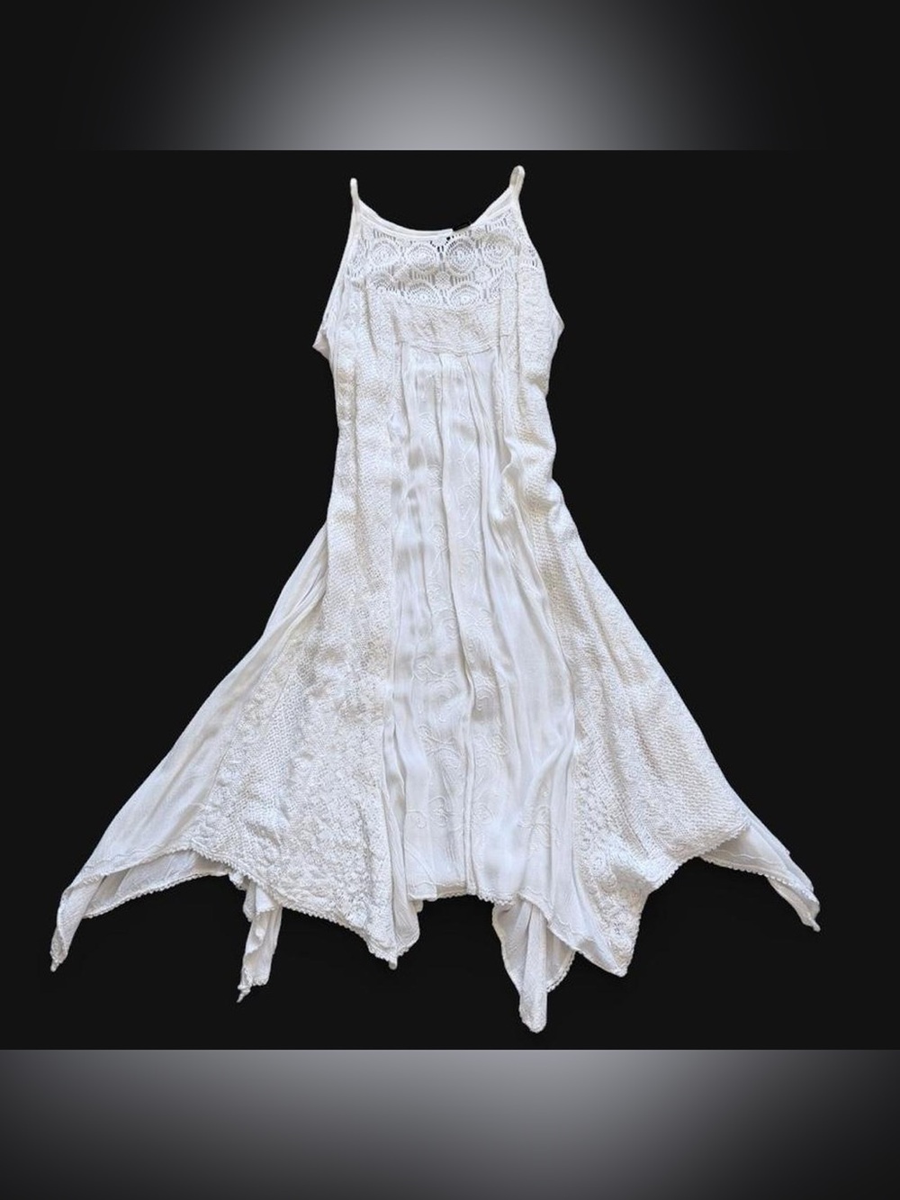 Whimsigoth Fairy Cottagecore White Lace Detail Summer Dress